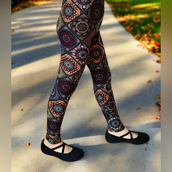 MomMe And More Other - S NEW Girls Fall Mosaic Leggings Kids Toddler Yoga Pants, Footless Tights